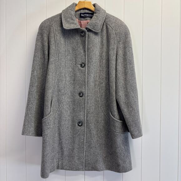 Vintage Herman Kay Women Classic Minimalist Cozy Wool Blend Peacoat Size 14 USA - Picture 1 of 8